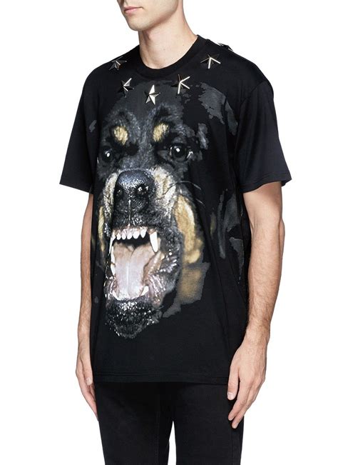 givenchy black rottweiler print star-studded t-shirt|Givenchy rottweiler shirt price.